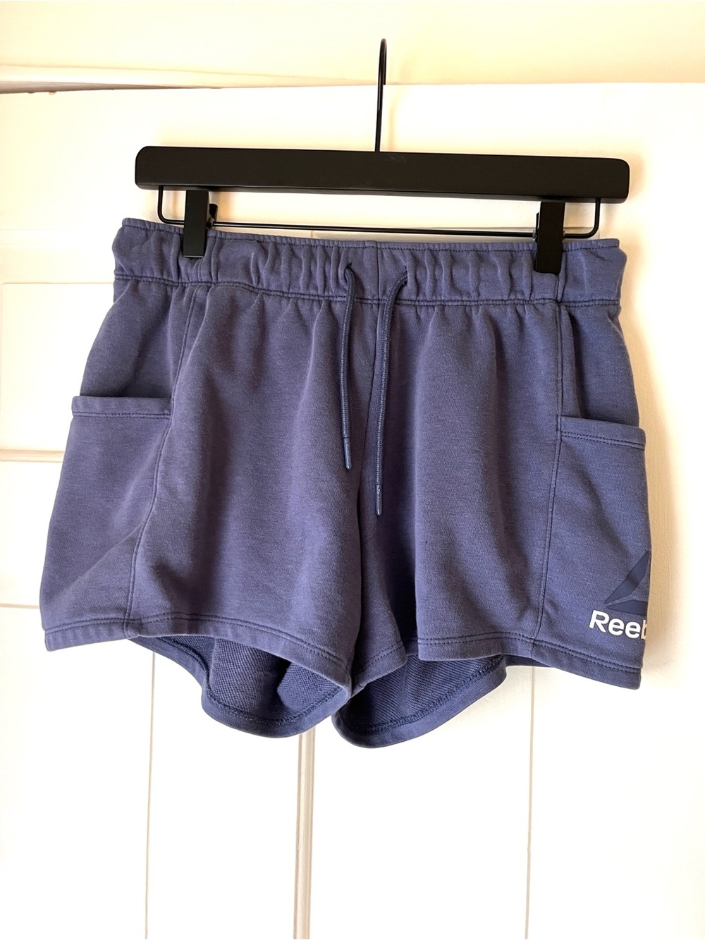 Reebok Women's Blue Knit Drawstring Athletic Shorts w/ Pockets